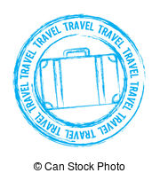 Travel Vector   Blue Travel Stamp Isolated Over White
