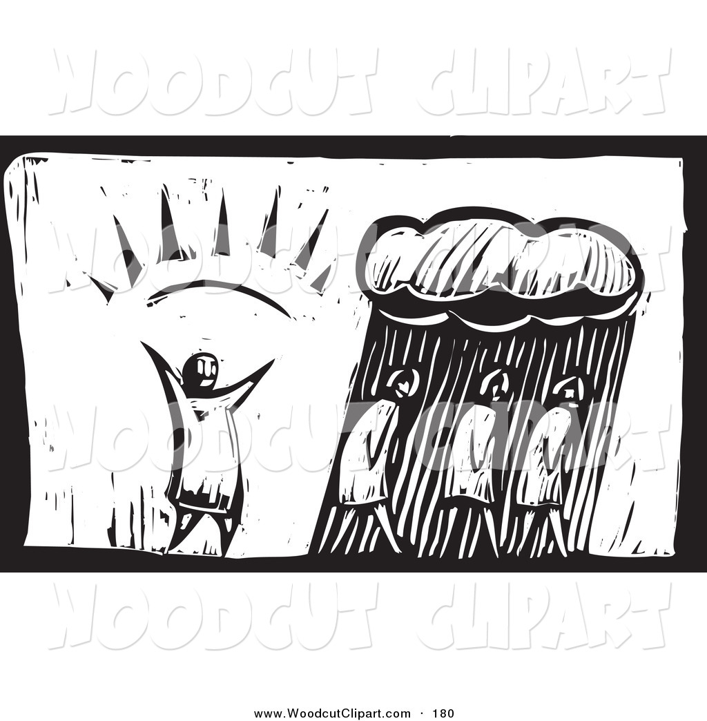 Vector Clip Art Of A Black And White Wood Carving Styled Of God