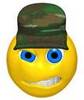 Yellow Smiley Face Wearing An Army Hat Clipart Image