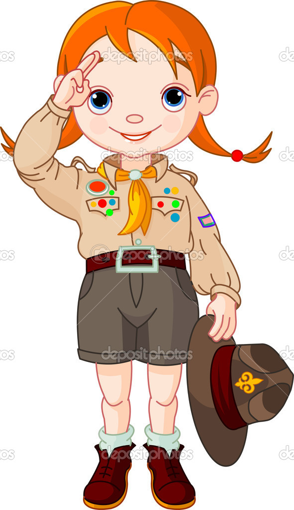 Boy Scout Girl Doing A Hand Sign   Stock Vector   Dazdraperma