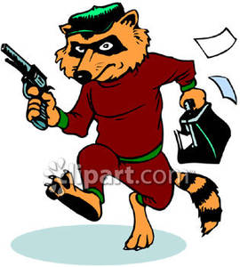 Cartoon Raccoon Bandit   Royalty Free Clipart Picture