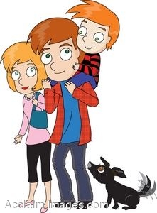 Clipart Illustration Of A Boy With His Family And His Doggy