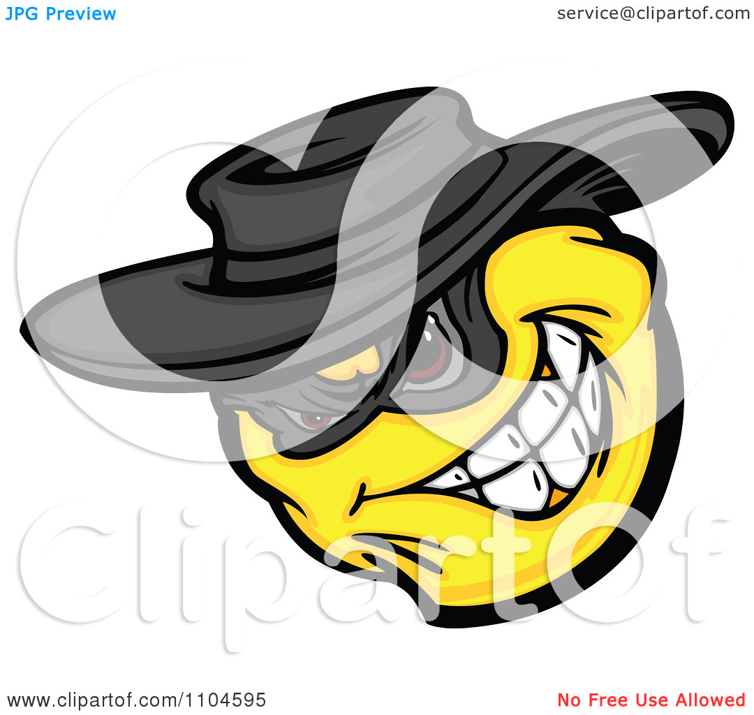 Clipart Yellow Smiley Emoticon Bandit Grinning   Royalty Free Vector    