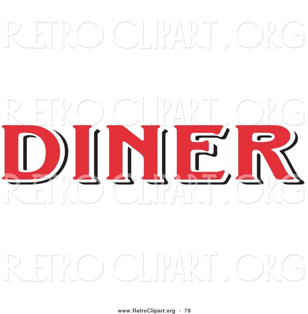 Larger Preview  Retro Clipart Of A Red Diner Sign On White By Andy
