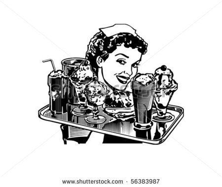 Retro Diner Waitress   Retro Clip Art   Stock Vector