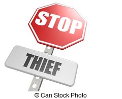 Stop Thief Road Sign   Hi Res Original 3d Rendered Computer   