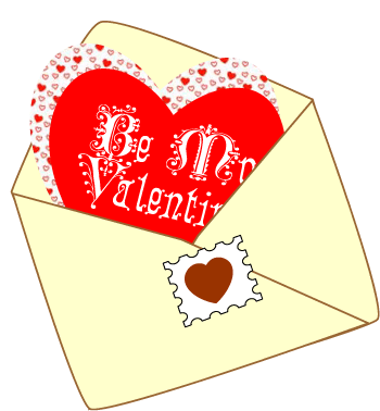 Valentine Card Clip Art   Pretty Red Heart Card In An Envelope