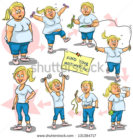Woman Before And After Weight Loss Program  Hand Drawn Funny Cartoon