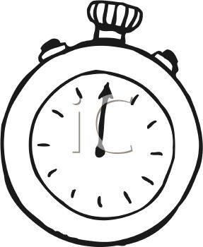 0419 1017 Black And White Cartoon Of A Stop Watch Clipart Image Jpg