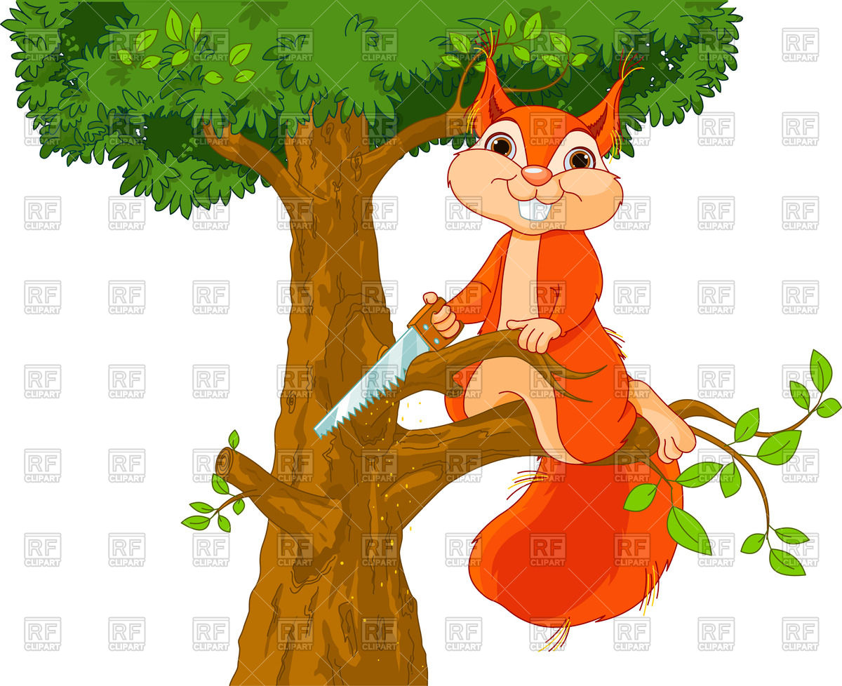 Funny Squirrel Saws The Branch 62566 Download Royalty Free Vector