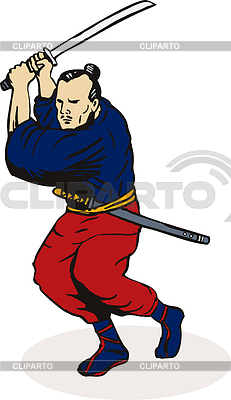 Illustration Of Ninja Fighting Attacking Set On White Background Done