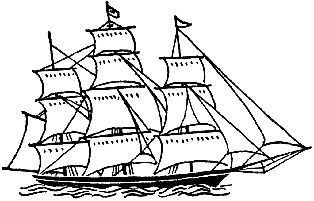 Large Ship With Sails   Clipart Etc