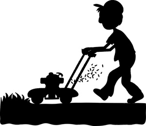 Lawn Mower Clipart Image   Silhouette Of A Man Or Boy Mowing The Lawn