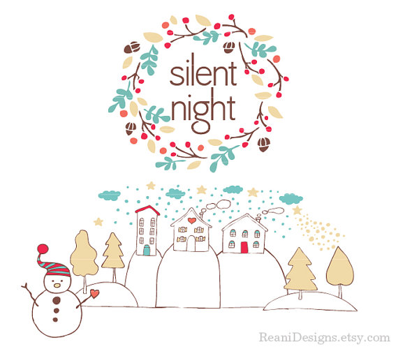 Silent Night Clipart For Personal And Commercial Use   Christmas    