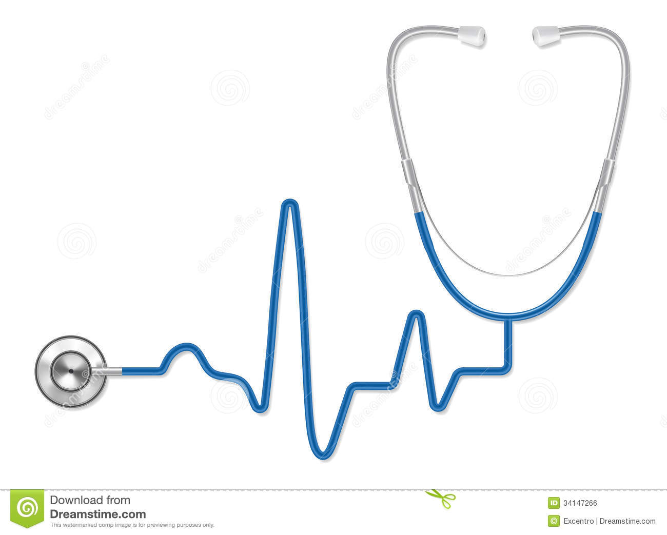 Stethoscope With A Heart Beat  Illustration Eps 10