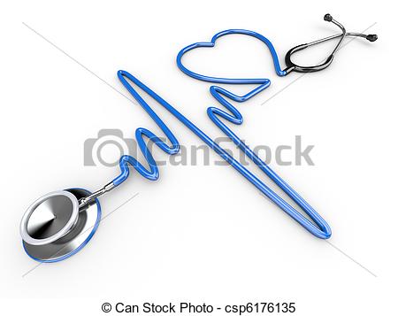 Stock Illustration   Stethoscope And A Silhouette Of The Heart And Ecg