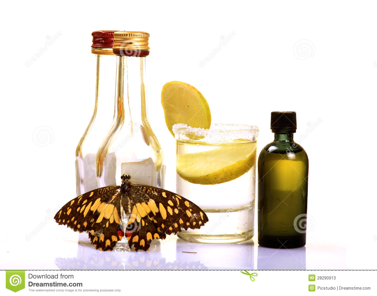 Tequila Shot Looking Beautiful Over White Background 