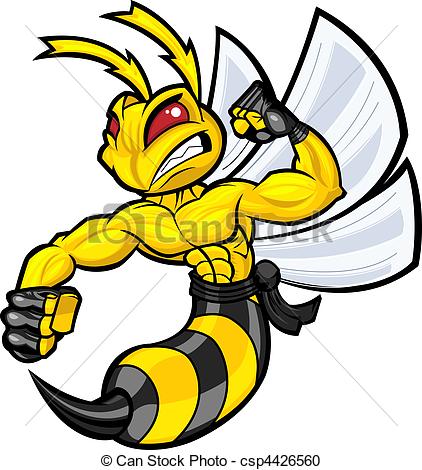 Vector Clipart Of Fighting Hornet In Battle Ready Position Separated