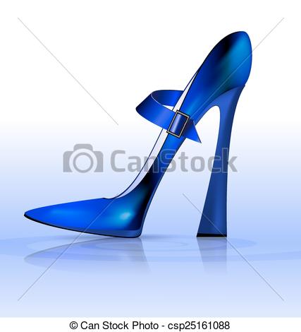 Vector Of Blue Funny Shoe   Blue Background And The Blue Ladys