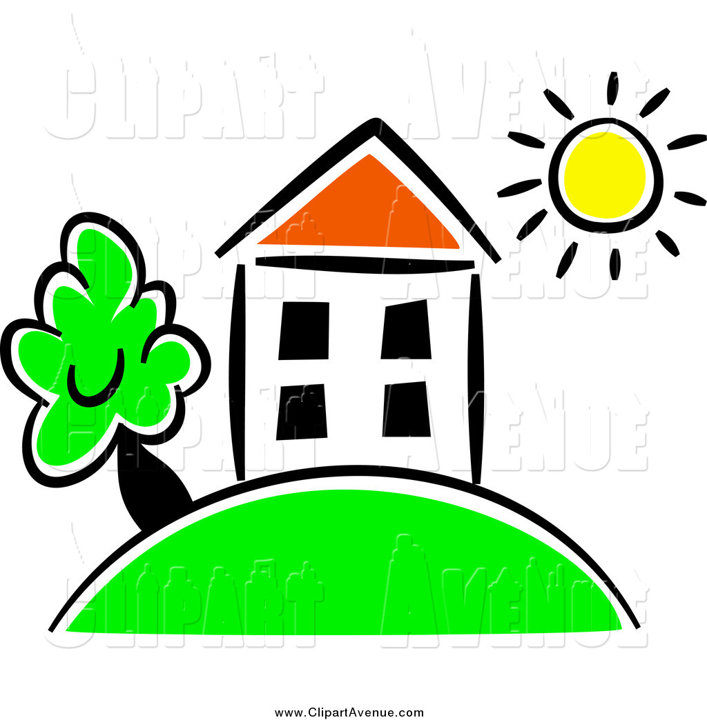 Avenue Clipart Of A Sun Over A House On A Hill By Prawny    777