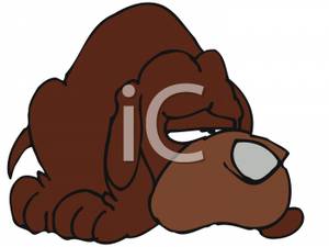Cartoon Of Lazy Brown Dog   Royalty Free Clipart Picture