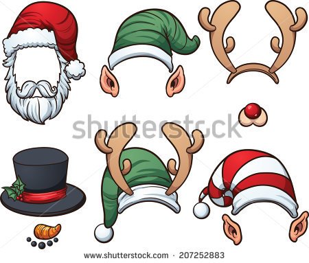 Christmas Hats  Vector Clip Art Illustration With Simple Gradients