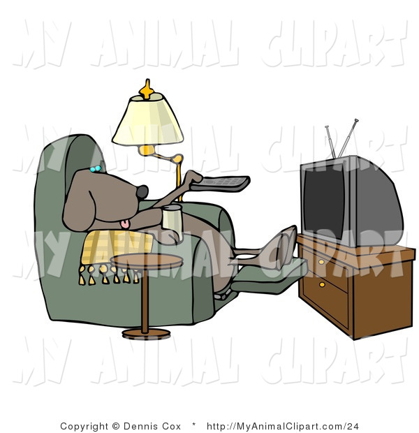 Clip Art Of A Lazy Dog Sitting In A Recliner With A Beer Changing Tv    