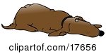 Clipart Illustration Of A Lazy Old Brown Hound Dog Lying On His Belly