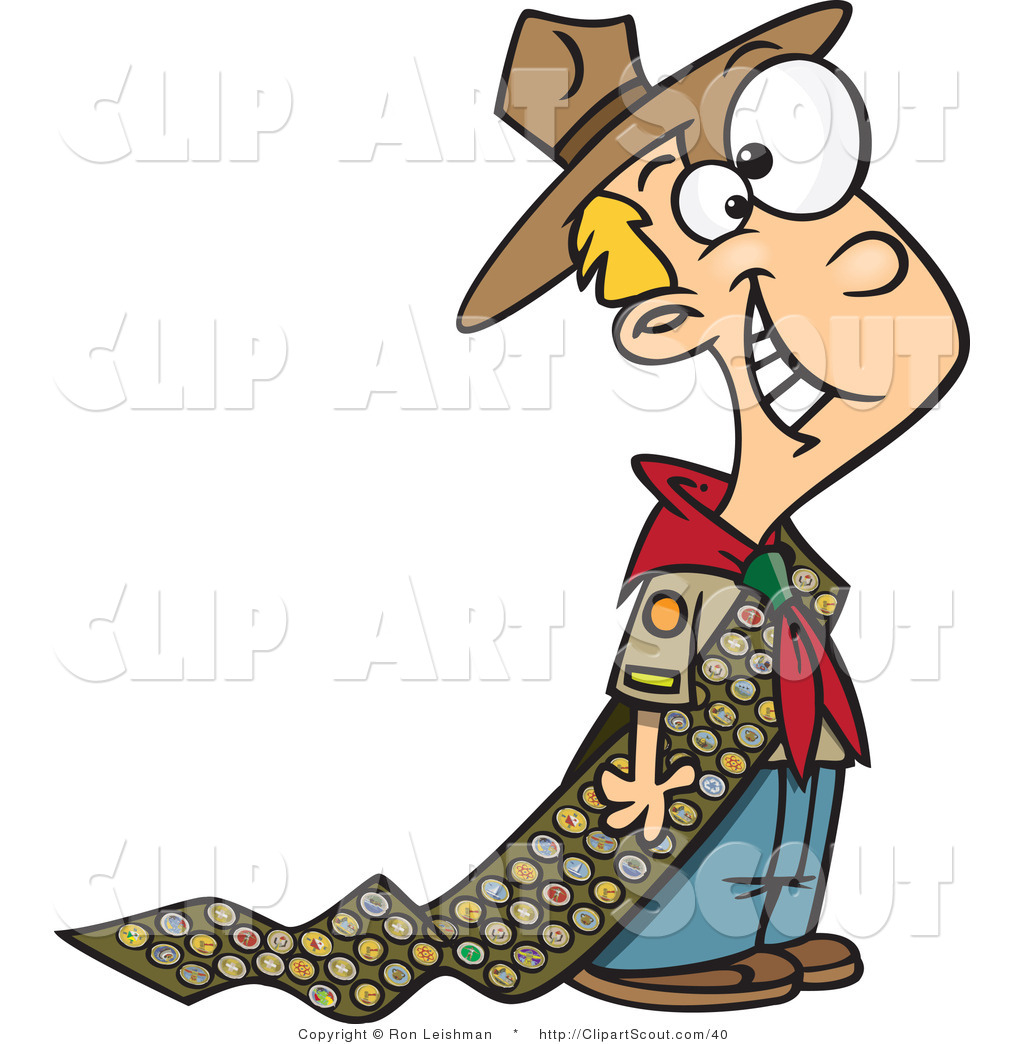 Clipart Of An Over Achiever Scout Boy With Badges By Ron Leishman