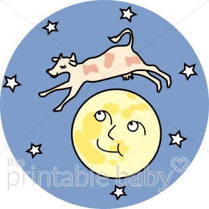 Cow Jumping Over The Moon Clipart   Celestial Baby Clipart