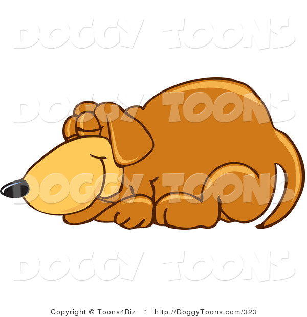 Doggy Clipart Of A Lazy Brown Dog Mascot Cartoon Character Curled Up