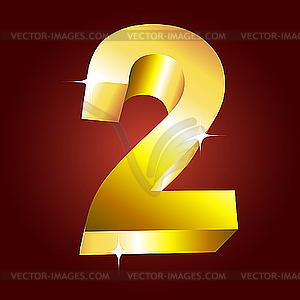 Golden Number Two   Vector Clip Art