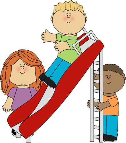 Kids Playing On A Slide Clip Art Image   Kids Standing Around A Slide    