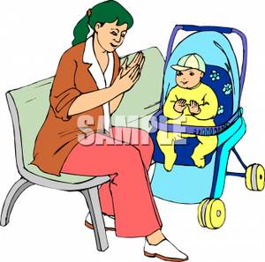 Mother Playing Pat A Cake With Her Baby Clipart Picture