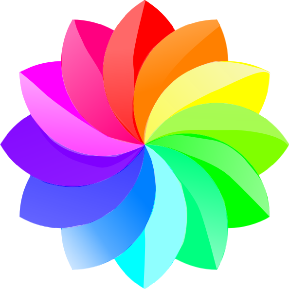 Shaded Rainbow Flower Clip Art  Png And Svg