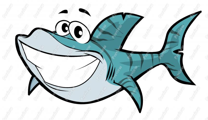 Tiger Shark Character Clip Art   Royalty Free Clipart   Vector Cartoon