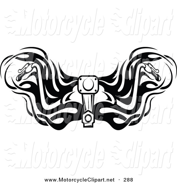 Transportation Clipart Of Black And White Motorcycle Handlebars With