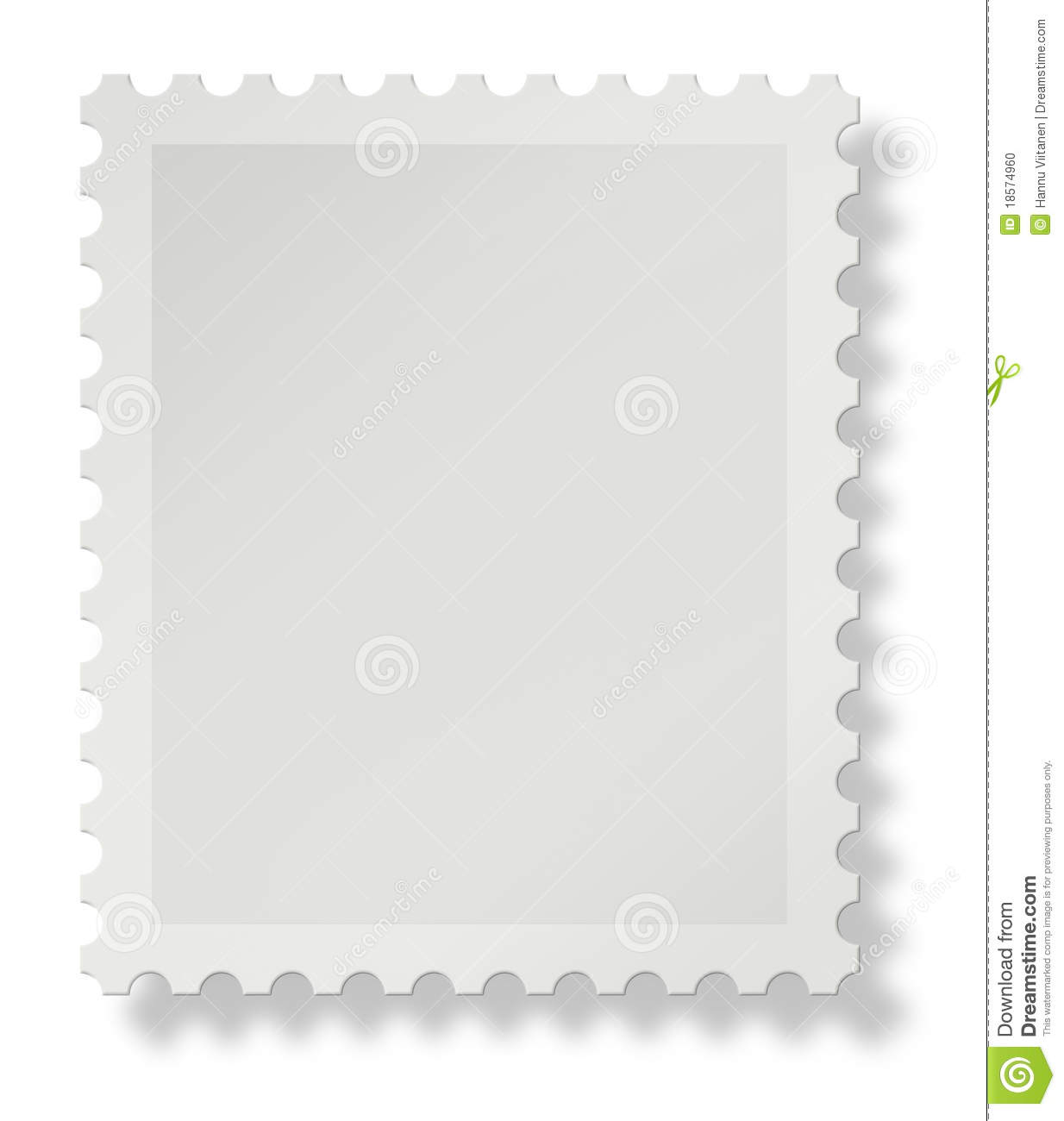 Blank Postal Stamp With Soft Shadow On White Background Add Your Own