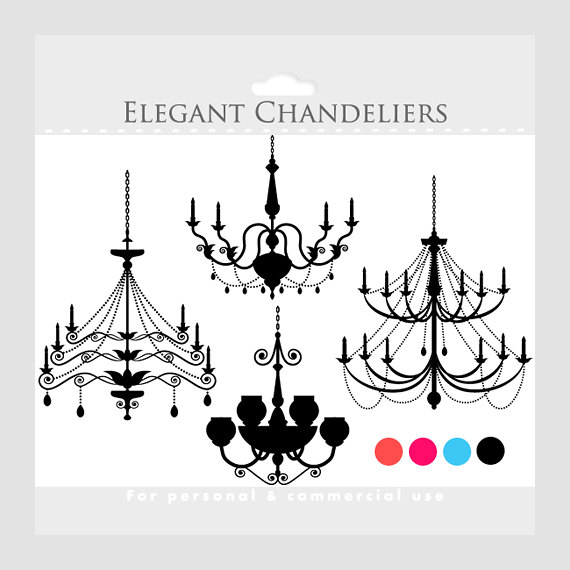 Chandelier Clipart   Vintage Chandeliers Clip Art Elegant Digital