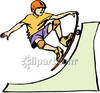 Clipart  A Boy Doing A Trick On A Skateboard Ramp