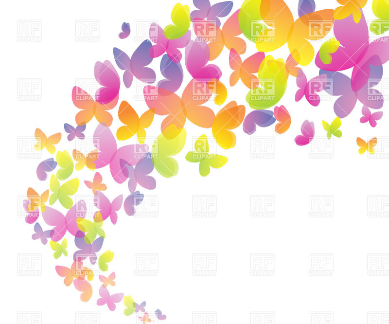 Curve Made Of Multi Colored Butterflies   Swarm Download Royalty Free