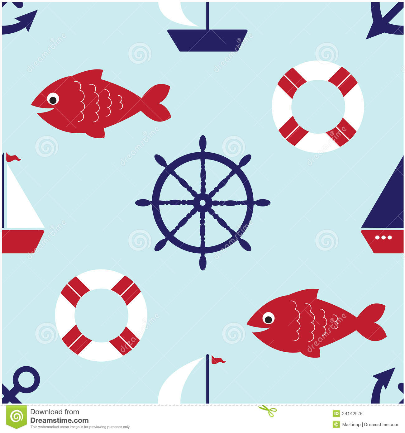 Cute Nautical Seamless Pattern Royalty Free Stock Photo   Image
