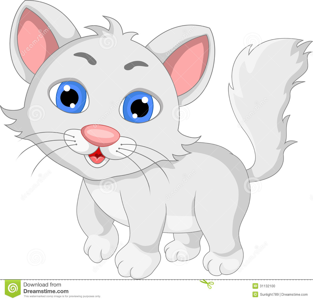 Cute White Cat Cartoon Expression Stock Photo   Image  31132100