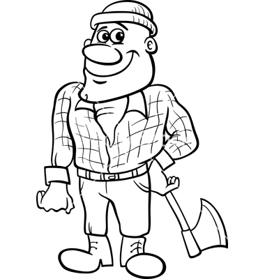 Fairy Tale Lumberjack Coloring Page Vector