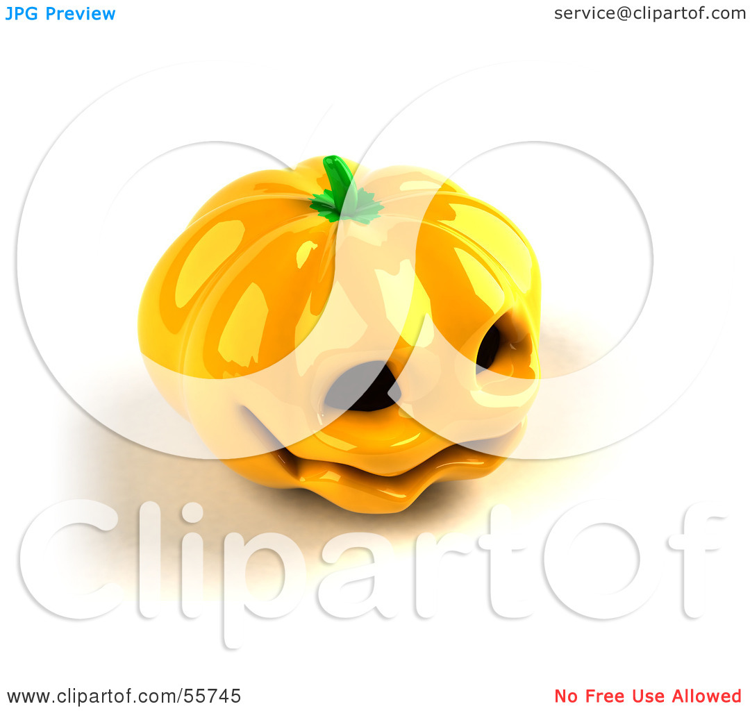 Free  Rf  Clipart Illustration Of A Shiny 3d Ceramic Halloween Pumpkin