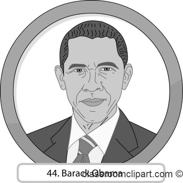 Gray And White Clipart  44 Barack Obama Gray   Classroom Clipart