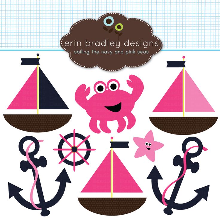 Nautical Girls Clipart Clip Art Preppy Fuchsia Pink And Navy Blue