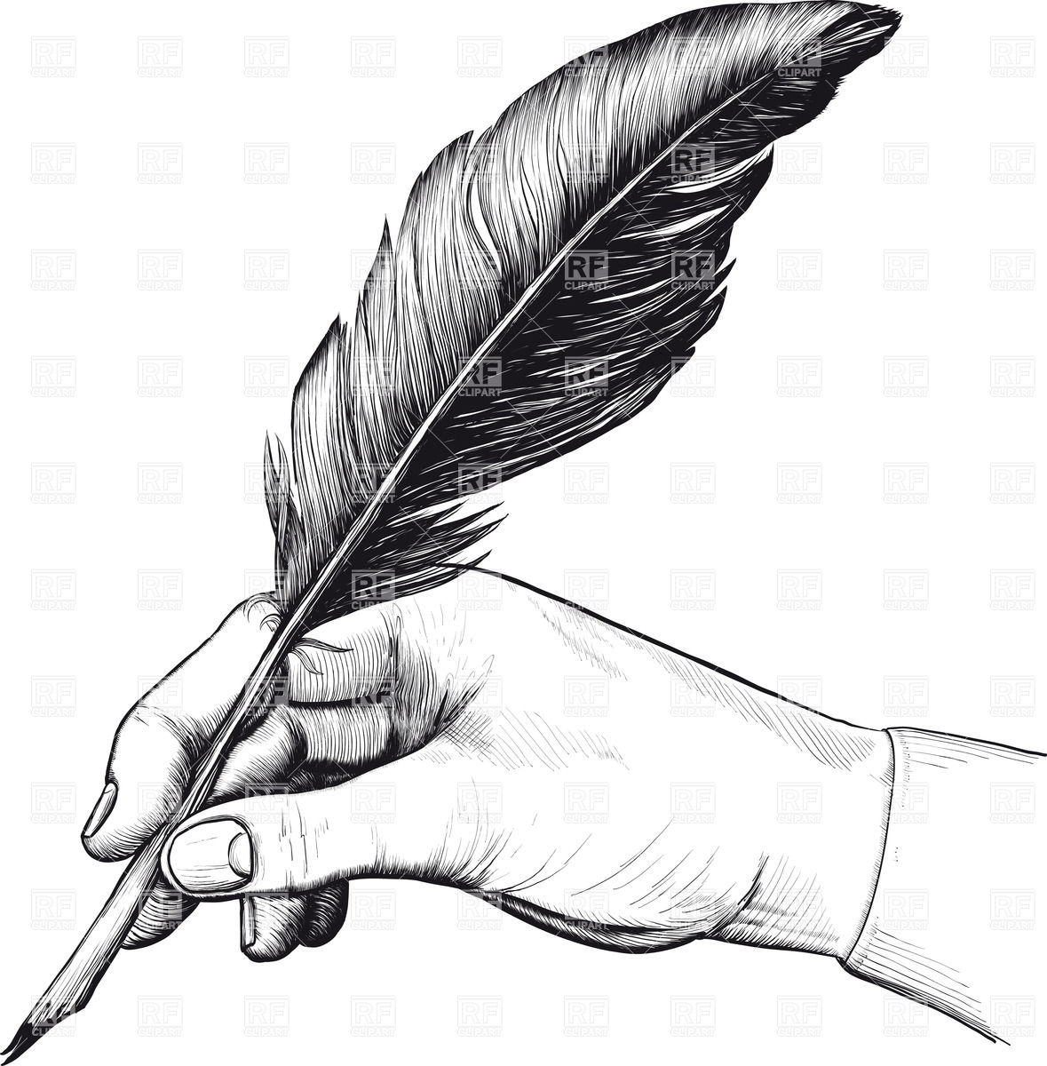 Of Hand With A Feather Pen Download Royalty Free Vector Clipart  Eps