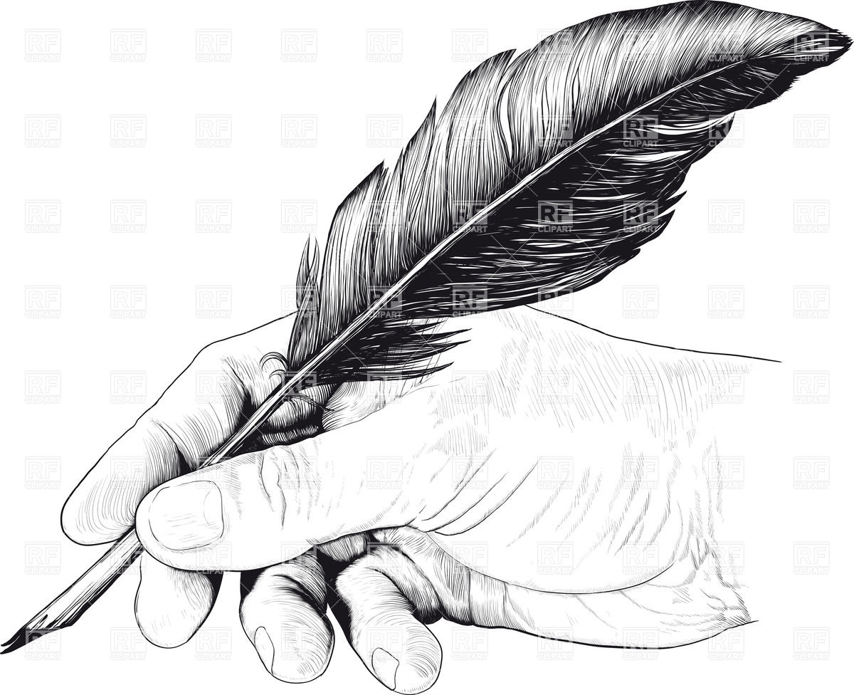 Of Hand With Feather Pen Download Royalty Free Vector Clipart  Eps