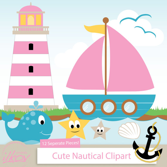 Professional Cute Nautical Clipart For Digital Scrapbooking Crafting